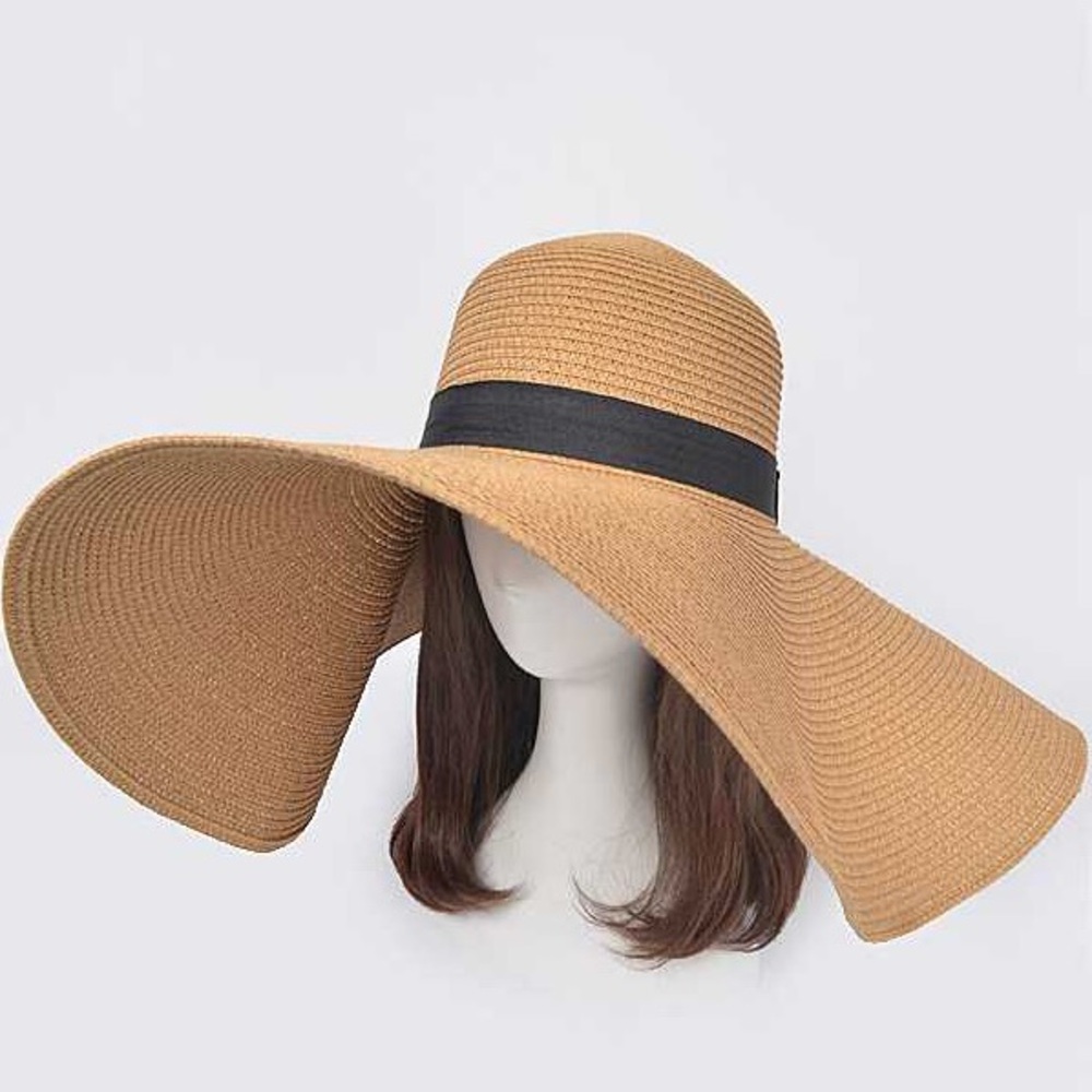 Oversized Natural Straw Floppy Hat